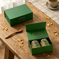 Boîte d'emballage rigide de Noël en carton avec fermeture magnétique de luxe, finition mate et vernis UV sélectif pour 2 pots – Coffret cadeau d'affaires