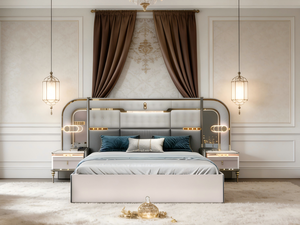最新のフルサイズアメリカンホームヨーロピアンスタイルマトリモニアルコンプリートキングマスターロイヤルモダンラグジュアリーホテル家具寝室セット - Product Image 3