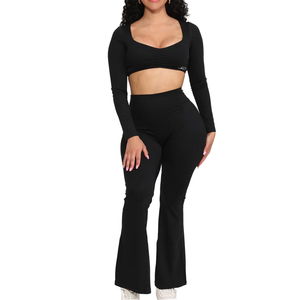 Ventas directas de fábrica Colores sólidos Pantalones de Yoga de secado rápido Leggings de yoga sin costuras de cintura alta - Product Image 1