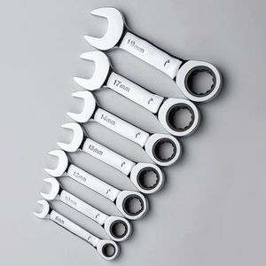 Cờ lê <span class=keywords><strong>ratchet</strong></span> 6-19mm 72 răng, tay cầm ngắn, cờ lê <span class=keywords><strong>ratchet</strong></span> nhanh, cờ lê hai đầu, cờ lê ngắn, dụng cụ cầm tay - Product Image 1
