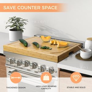 Bamboo Gas <b>Stove</b> Cover 1 Layer Desktop Kitchen Partition Durable Wood Protector for <b>Stove</b> Top - Product Image 5