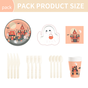 DAMAI New Ghost One-Time Use Theme Paper Plates, Cups and Napkins for Halloween Party Supply - Product Image 6