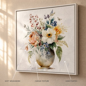 Quadro su Tela con Bouquet Floreale Impressionista Romantico ad Acquerello, Dipinto di Fiori per Camera da Letto, Regalo per Lei, Decorazione - Product Image 3