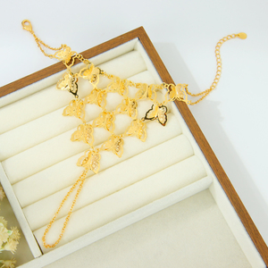 Pulseras de Moda con Anillo de Dubai, Chapadas en Oro de 21k, Diseño de Corazón y Mariposa, para Mujeres, Eventos y Fiestas - Product Image 3