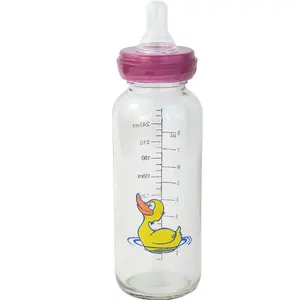 Silicone Glass Milk Feeding Bottle Factory Hot Sell BPA Free 100% Food Grade Baby Customized Color Box or Head Card Manual 240ml