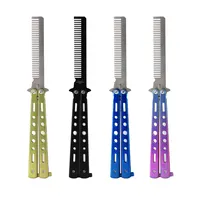 Custom Automatic Folding Self Defense Flick Pink Black Spring Open Pocket Oil Hidden Safety Women Trainer Butterfly Hair Knife Comb