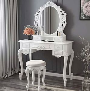 Ensemble de coiffeuse moderne en bois de luxe avec miroir sur pied éclairé et tiroir, vente en gros pour chambre à coucher et salon - Product Image 5