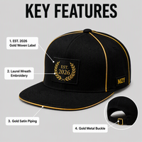 . Casquette de luxe en sergé imprimé et brodé sur mesure, avec fermeture snapback, pour événements d'équipe et anniversaires