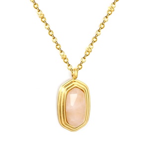Collar con Colgante de Ópalo Geométrico de Moda, Cadena de Acero Inoxidable Chapada en Oro de 18K, Joyería para Mujer, Regalo - Product Image 1