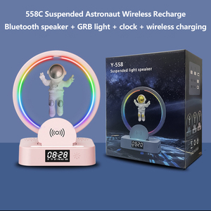 Alta calidad fuerte 5W RGB <span class=keywords><strong>LED</strong></span> levitación magnética astronauta atmósfera noche reloj despertador altavoces para actividades al aire libre - Product Image 6