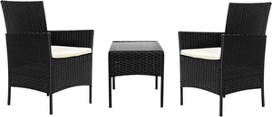3-teiliges modernes Terrassenmöbel-Set, Outdoor-<span class=keywords><strong>Bistro</strong></span> aus Korbgeflecht mit wetterfesten PE-Rattan-Gesprächsstühlen und Tisch für das Wohnzimmer - Product Image 2