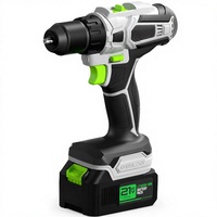 Kit de visseuse sans fil 21V MAX, vitesse variable, réversible, lumière LED, boîtier durable en PA6, batterie 1,5-2AH, couple de 10 mm 40 N.m, bricolage à domicile
