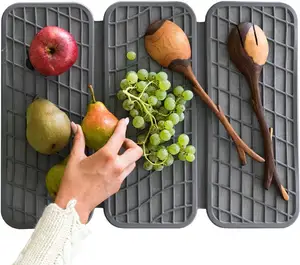 新型可折叠厨房洗碗垫硅胶硅藻土排水垫硅藻土快干餐垫杯垫
