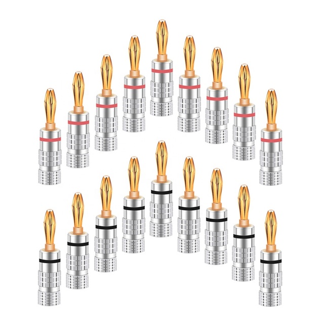 HIFI Audio 4MM Banana Plugs 24K Gold-Plated Banana Connector  with Screw Lock for Audio Jack Speaker Plugs Black&Red