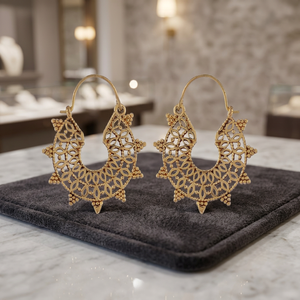 Hot Sell Luxury Trendy Geometric Brass Hoop Earrings Women <b>Real</b> Gold Plated Earrings Jewelry Earrings Bohemian Style <b>Flower</b> - Product Image 3