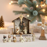 Figurines de Noël de style européen pour la famille, combinaison de personnages, décoration de fenêtre pour salon, accessoires photo, artisanat en résine à paillettes