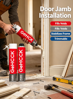 Mastic en mousse PU adapté pour combler et sécuriser les espaces entre les cadres de fenêtres et les murs ; personnalisation disponible.