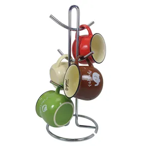 厨房台面树钩支架杯最多可容纳6个杯子家用重型金属咖啡杯架，用于装饰