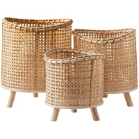 Panier à fleurs tissé en rotin support tissé en bambou pour bonsaï plantes balcon succulent vert radis présentoir au sol pour