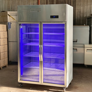 Réfrigérateur-congélateur vertical professionnel à <span class=keywords><strong>double</strong></span> <span class=keywords><strong>porte</strong></span> vitrée en acier inoxydable, refroidi par air, pour viande fraîche - Product Image 5