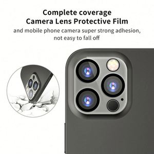 Protecteur d'objectif en verre trempé imprimé en sérigraphie 3D avec base jaune, coque arrière rigide pour caméra pour iPhone 14 Pro / iPhone 15 - Product Image 3
