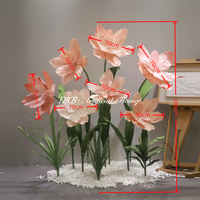 Décorations de mariage en gros, grandes et hautes, romantiques, rose poudré, ensemble de supports de fleurs de pavot géantes en papier, fleurs artificielles géantes sur pied