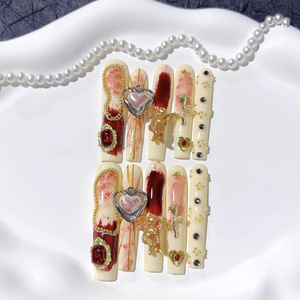 <span class=keywords><strong>Faux</strong></span> <span class=keywords><strong>ongles</strong></span> artificiels en ABS à pression, faits à la main, 10 pièces, couvrance totale, formes carrées/amande/stiletto, tendance, avec <span class=keywords><strong>colle</strong></span>, haute qualité - Product Image 5