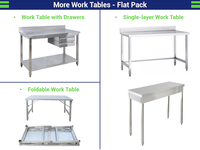 Heavybao Mangkuk Wastafel Komersial Meja Kerja, Wastafel Tunggal Meja Wastafel Disesuaikan Stainless Steel Bar Restoran
