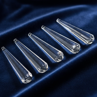 Pièces de lustre en cristal de verre transparent suspendues, prismes longs, accessoires de lampe, cristaux de remplacement pour la décoration lumineuse