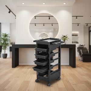 Carrito de Peluquería Multiusos con Ruedas Resistentes al Cabello, Carrito de Peluquería de Plástico para Estilistas y Barberos - Product Image 1