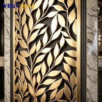 Paravents en acier inoxydable sur mesure, motif de feuilles gravé au laser, écran métallique pour la décoration intérieure de villas de luxe et d'hôtels