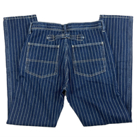 Nouveau Offre Spéciale imprimé rayé hommes jean pantalon bouton braguette boucle dos Vintage Style Denim jean échantillon Service Slim Fit jean