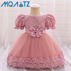 MQATZ in pizzo da bambina abito da principessa a maniche corte per bambini compleanno neonato abito L2168XZ - Product Image 4