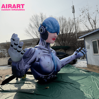 Robot féminin gonflable de 4 m de haut pour décorations de fête, style cyberpunk, robot IA personnalisé