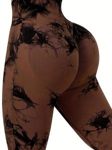 Pantalones de Yoga de cintura alta multicolores para mujer, mallas sin costuras con tinte de corbata, medias elásticas de elevación - Product Image 5