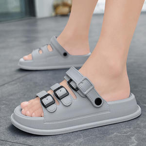 Sandales d'extérieur pour hommes, pantoufles antidérapantes à semelle épaisse et rembourrée, pantoufles douces pour la maison - Product Image 3