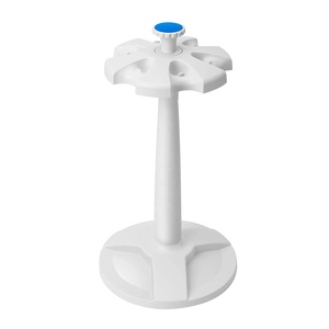 Laboratory <b>Plastic</b> Rotating Pipette <b>Rack</b> For 6 Micropipettes With Blue Tops And White Base - Product Image 2