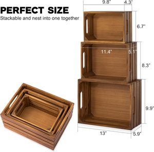 Caisse en bois personnalisée OEM gravée au laser avec poignées pour l'affichage de fruits et légumes, décoration de ferme, vente en gros - Product Image 3