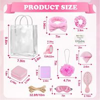 12 Pièces Sacs Cadeaux pour Baby Shower et Bridal Shower, Bandeau, Brosse à Cheveux, Boîte à Bijoux, Masque de Sommeil, Miroir, Houppette, Élastique à Cheveux