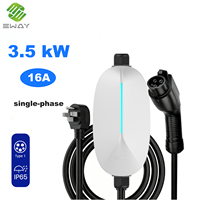 Nouveau chargeur EV Eway 3,5 kW 16A Type 1 (J1772) avec câble de 5 m IP65 RCD Type A/B Plug & Play pour usage domestique