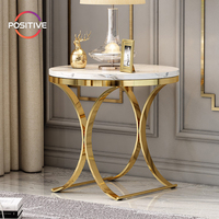 Table d'angle ronde légère en marbre de luxe Table d'appoint moderne en acier inoxydable pour canapé de maison pour salon