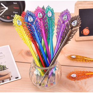 Peacock Feather Gel <b>Pen</b> <b>Multi</b> <b>Colored</b> Diamond Tip Creative Stationery For Students And Gift Writing - Product Image 3