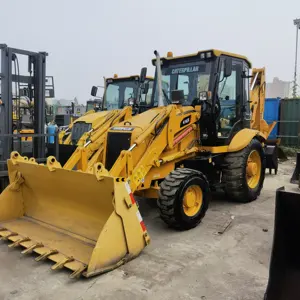 Caterpillar 416E Retroescavadeira usada japonesa à venda, mini bomba hidráulica original de segunda mão de Xangai, motor Kubota fornecido