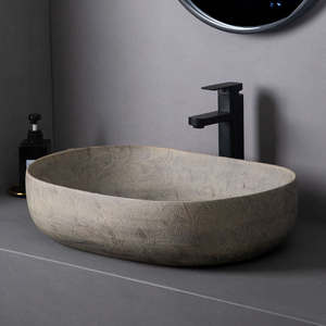 Lavabo ovale créatif de style Wabi-Sabi, pour comptoir domestique, cour extérieure, modèle combiné à <span class=keywords><strong>bassin</strong></span> unique TSP-99 - Product Image 2