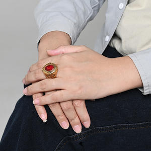 Anillo retro de acero de titanio con piedras preciosas para hombre, joyería clásica de moda con piedras negras, rojas, verdes y azules, regalo. - Product Image 2