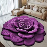 Tapis en velours cristal à motif floral irrégulier, style chinois moderne - Tapis antidérapant pour salon, tapis de chevet facile à nettoyer pour chambre à coucher