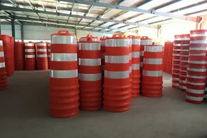 Drum Traffic Barrel PE 120cm Rubber Base Plastic Traffic Barrier