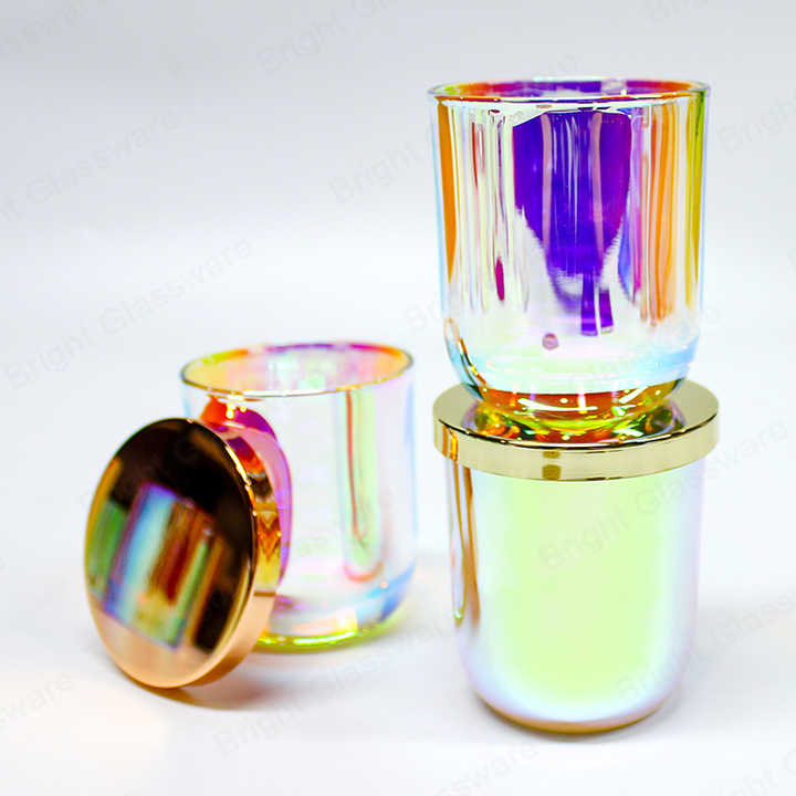 Wholesale Electroplated Candle Containers - Iridescent Glass Jars for ...