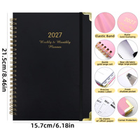 Agenda portable A5 2027, spirales, hebdomadaire, personnalisable pour les étudiants universitaires