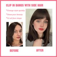 Frange en cheveux humains naturels en gros pour femmes, postiche invisible style français 3D, perruque à franges aériennes, clip style américain